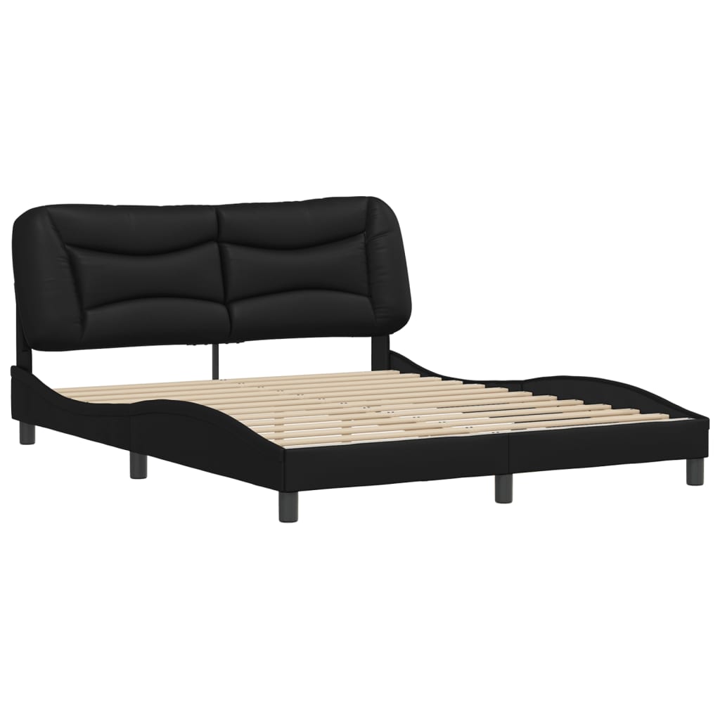 Cadre de lit sans matelas noir 160x200 cm similicuir - XIOS