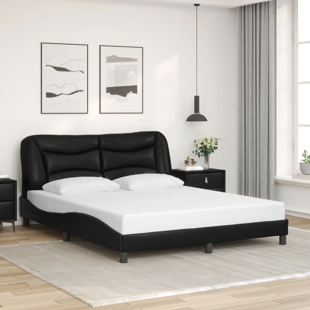 Cadre de lit sans matelas noir 160x200 cm similicuir - XIOS