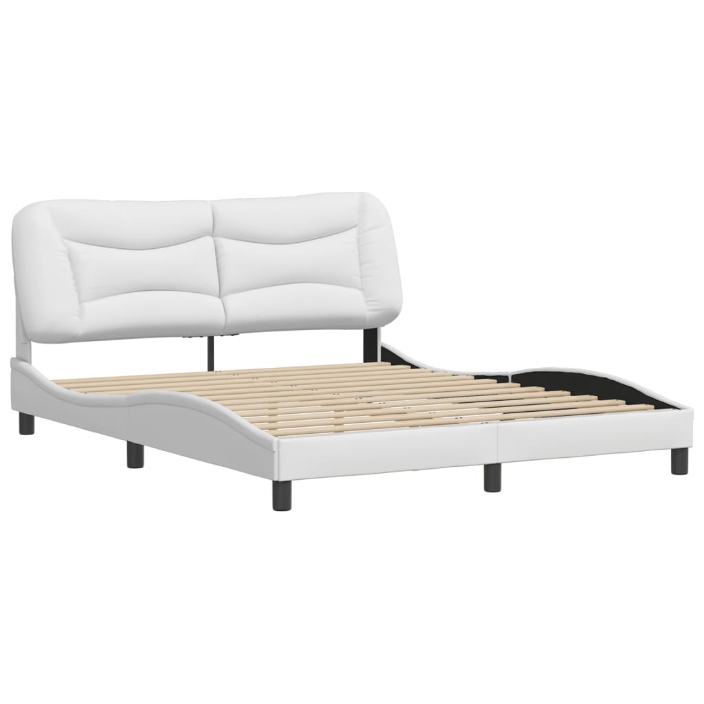 Cadre de lit sans matelas blanc 160x200 cm similicuir - XIOS
