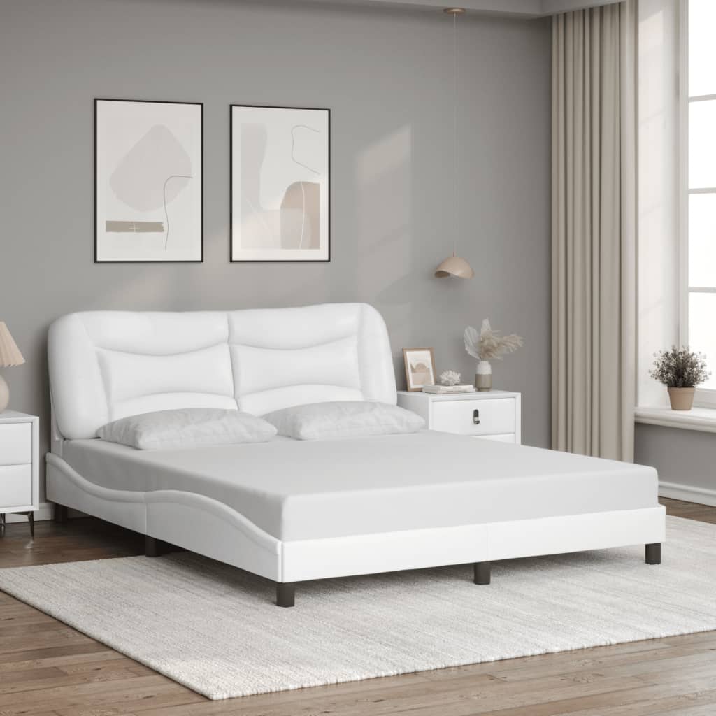 Cadre de lit sans matelas blanc 160x200 cm similicuir - XIOS