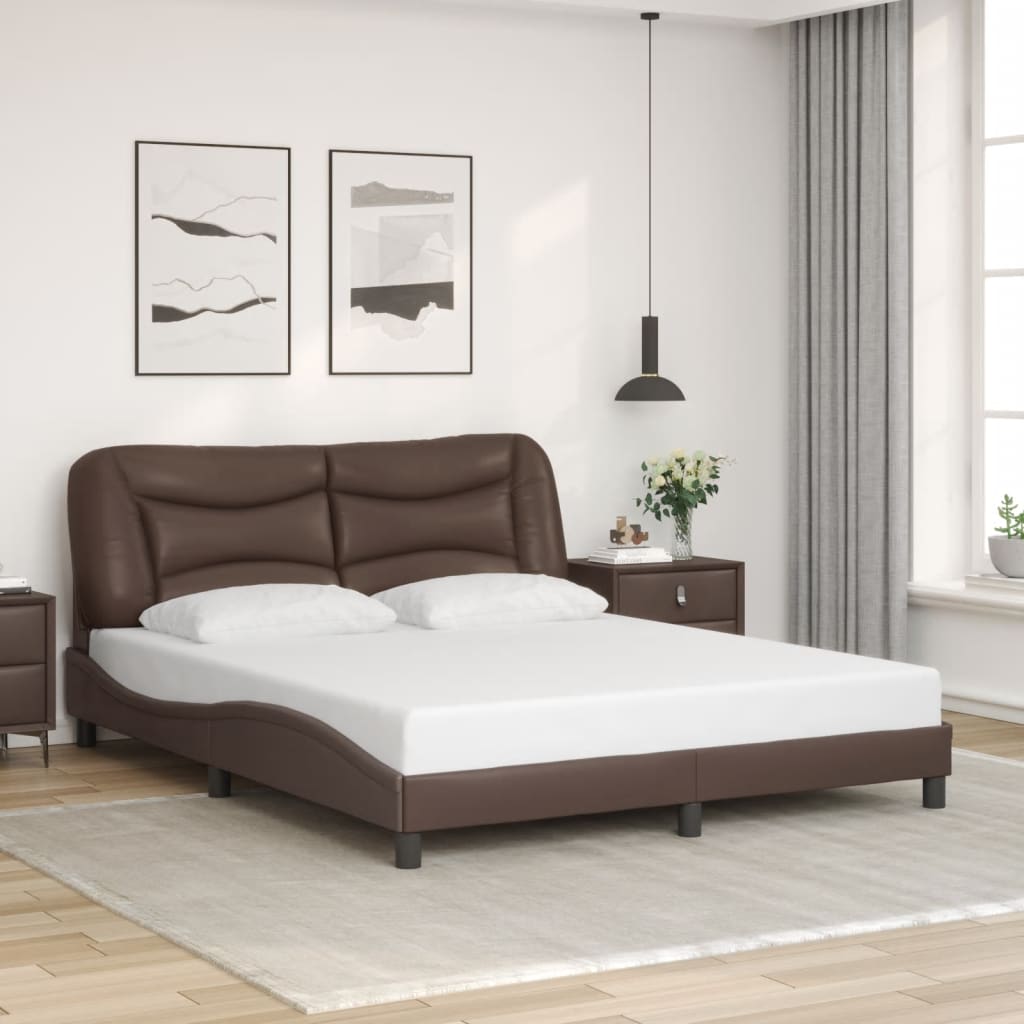 Cadre de lit sans matelas marron 160x200 cm similicuir - XIOS