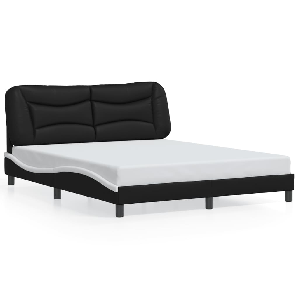 Cadre de lit sans matelas noir et blanc 160x200 cm similicuir - XIOS