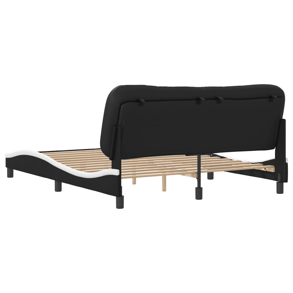 Cadre de lit sans matelas noir et blanc 160x200 cm similicuir - XIOS