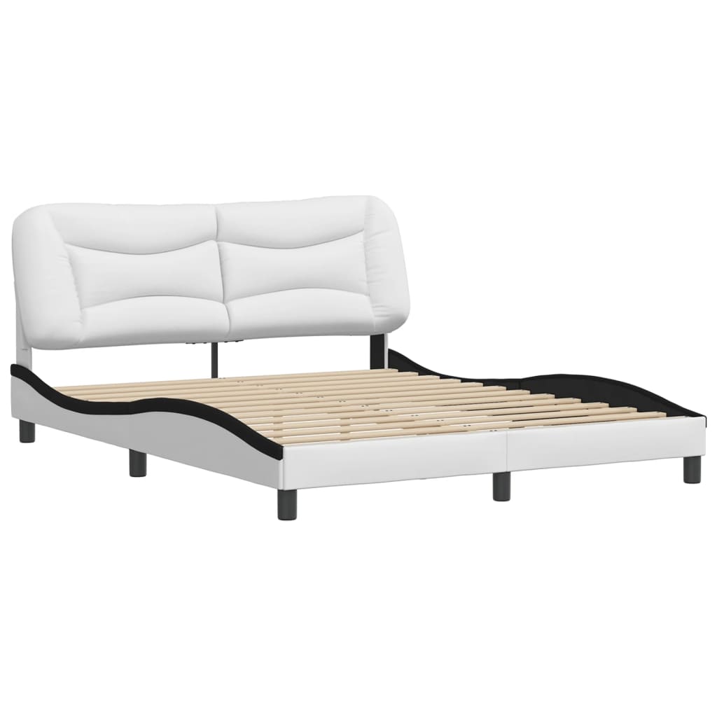 Cadre de lit sans matelas blanc et noir 160x200 cm similicuir - XIOS