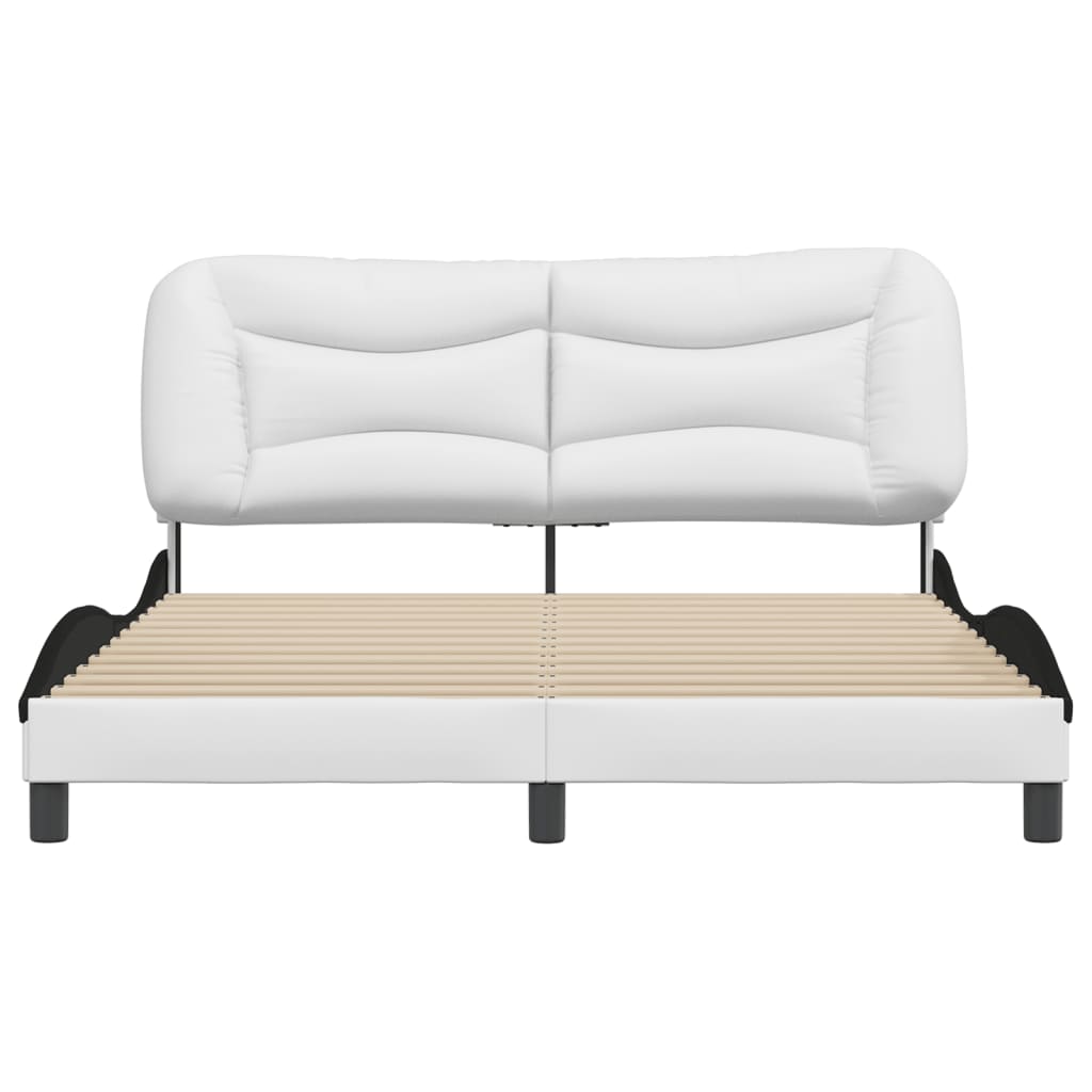 Cadre de lit sans matelas blanc et noir 160x200 cm similicuir - XIOS