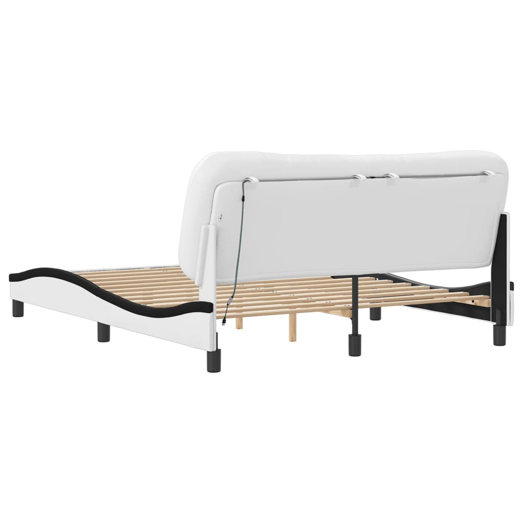 Cadre de lit sans matelas blanc et noir 160x200 cm similicuir - XIOS