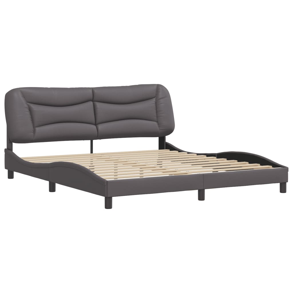 Cadre de lit sans matelas gris 180x200 cm similicuir - XIOS