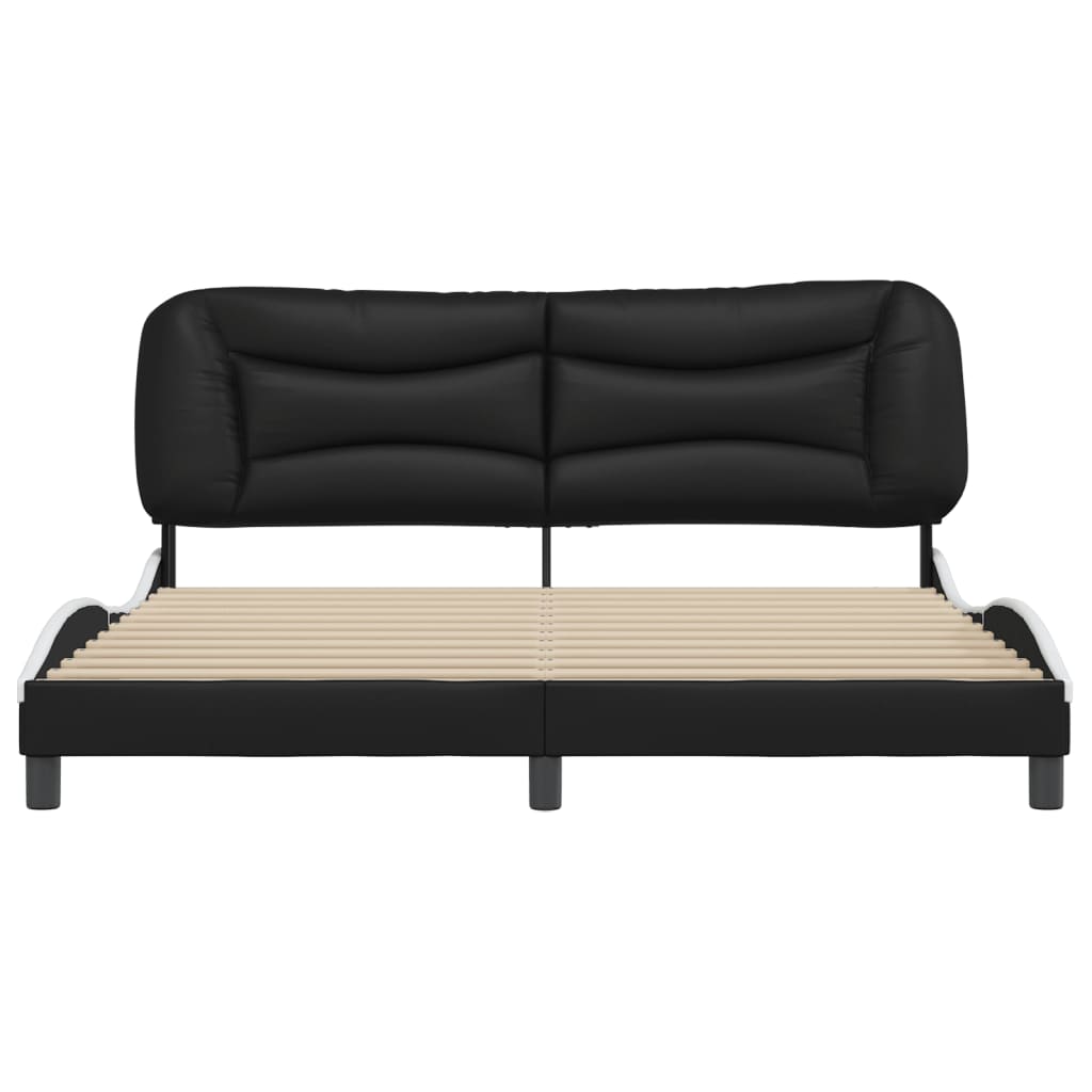 Cadre de lit sans matelas noir et blanc 180x200 cm similicuir - XIOS