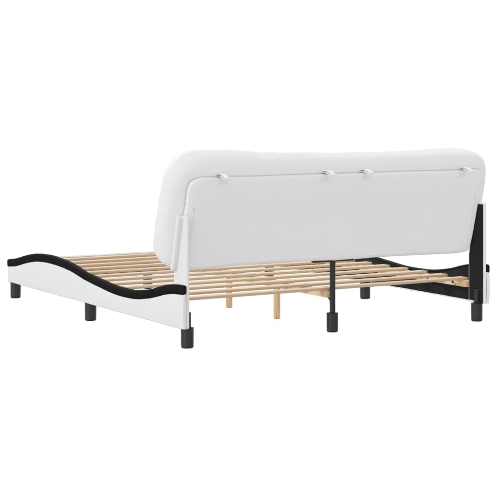 Cadre de lit sans matelas blanc et noir 180x200 cm similicuir - XIOS