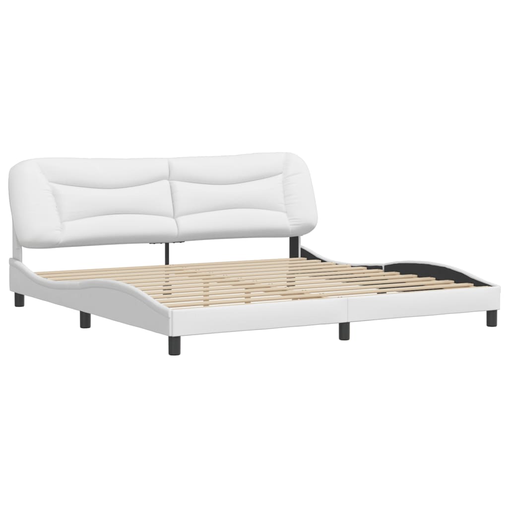 Cadre de lit sans matelas Hvar blanc 200x200 cm similicuir