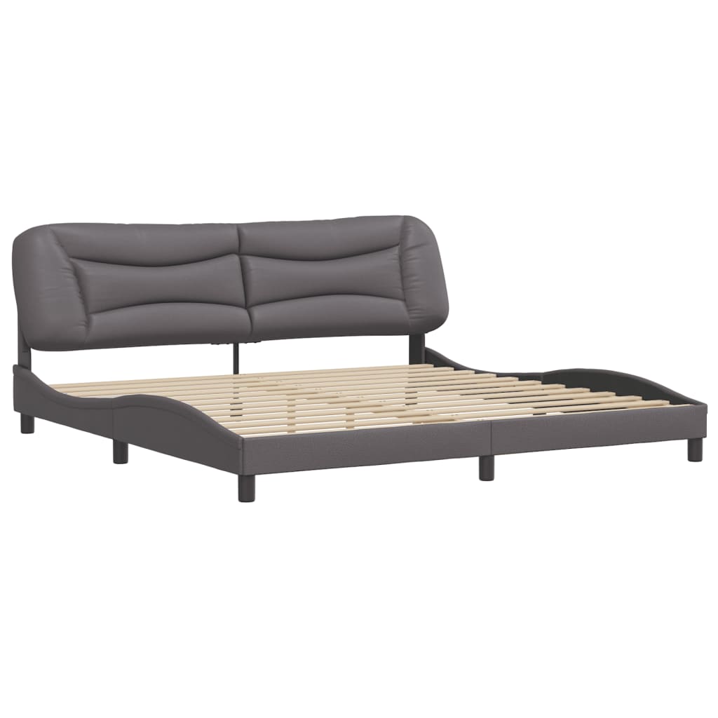 Cadre de lit sans matelas Hvar gris 200x200 cm similicuir - XIOS