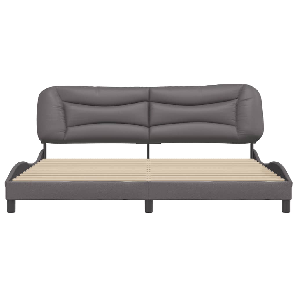 Cadre de lit sans matelas Hvar gris 200x200 cm similicuir - XIOS