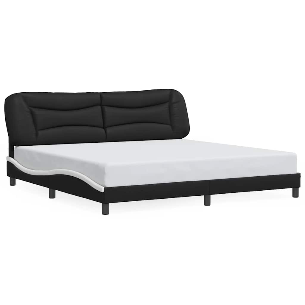 Cadre de lit sans matelas Hvar noir et blanc 200x200 cm similicuir - XIOS