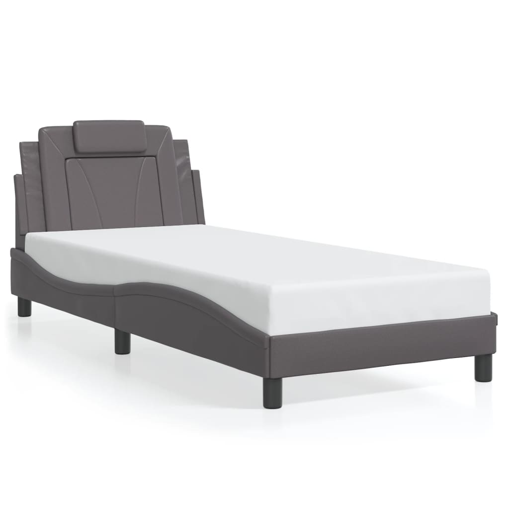 Cadre de lit Viana sans matelas gris 80x200 cm similicuir - XIOS