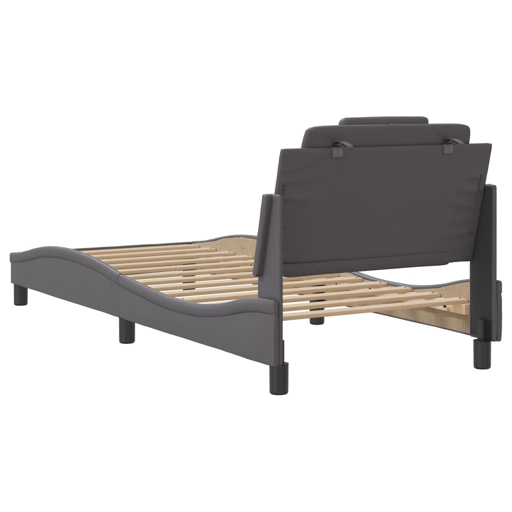 Cadre de lit Viana sans matelas gris 80x200 cm similicuir - XIOS