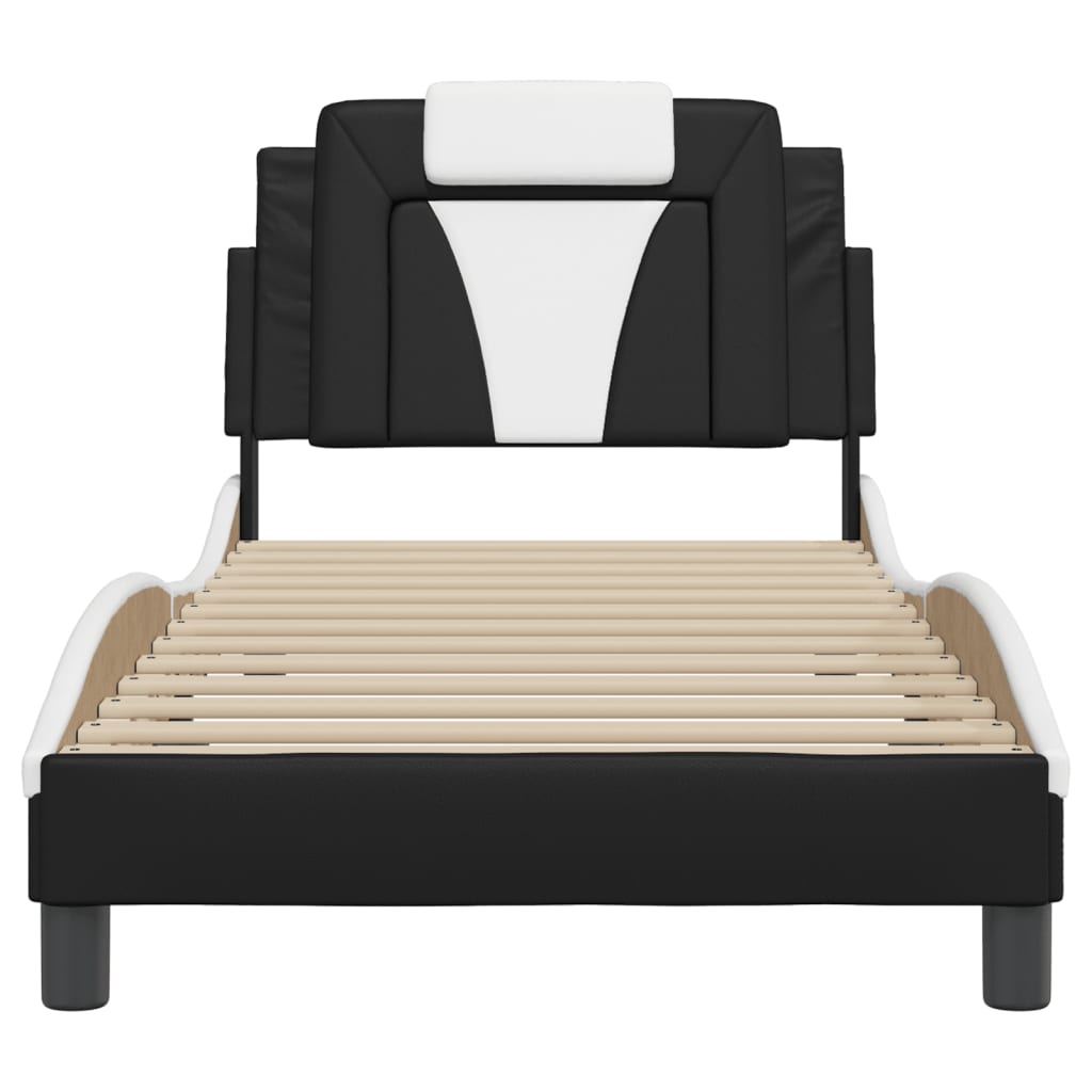 Cadre de lit sans matelas noir et blanc 80x200 cm similicuir - XIOS