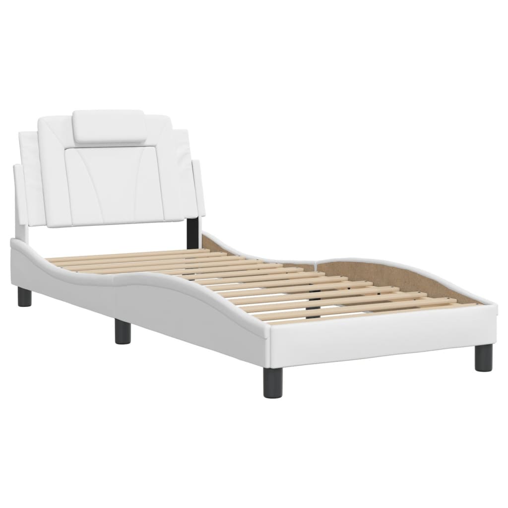 Cadre de lit Viana sans matelas blanc 90x190 cm similicuir - XIOS
