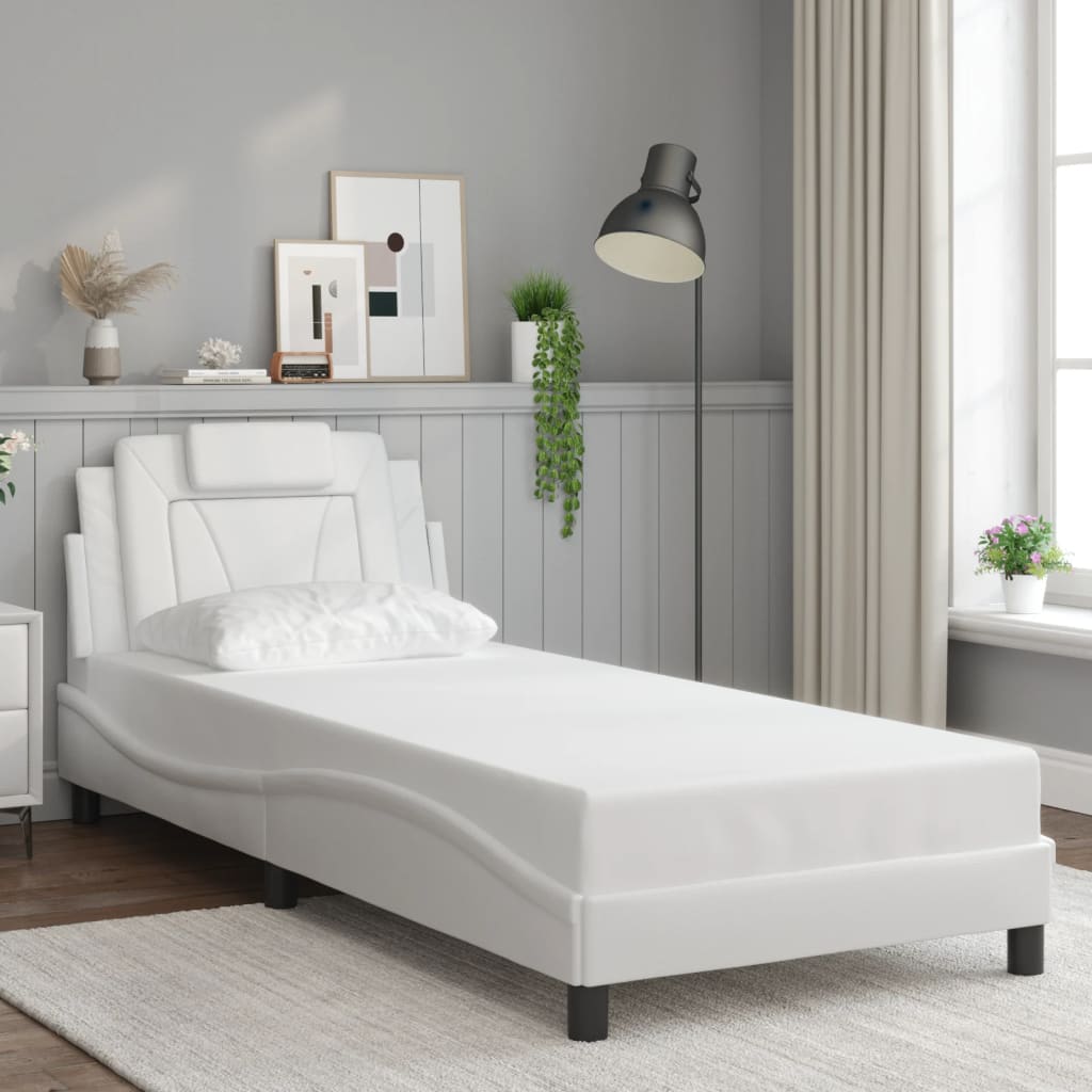 Cadre de lit Viana sans matelas blanc 90x190 cm similicuir - XIOS
