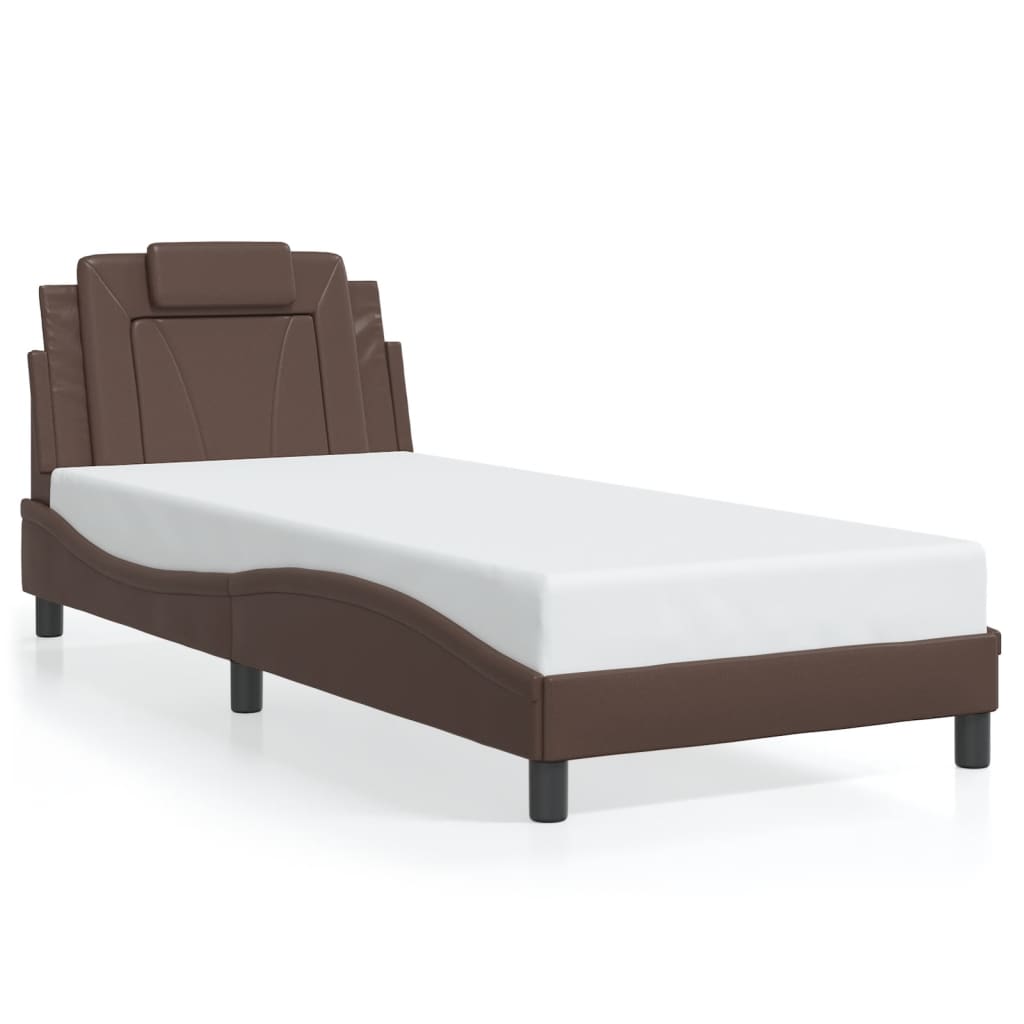 Cadre de lit Viana sans matelas marron 90x200 cm similicuir - XIOS