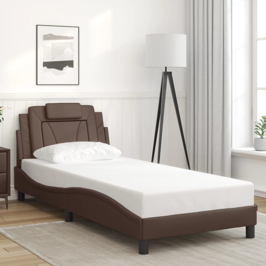 Cadre de lit Viana sans matelas marron 90x200 cm similicuir - XIOS
