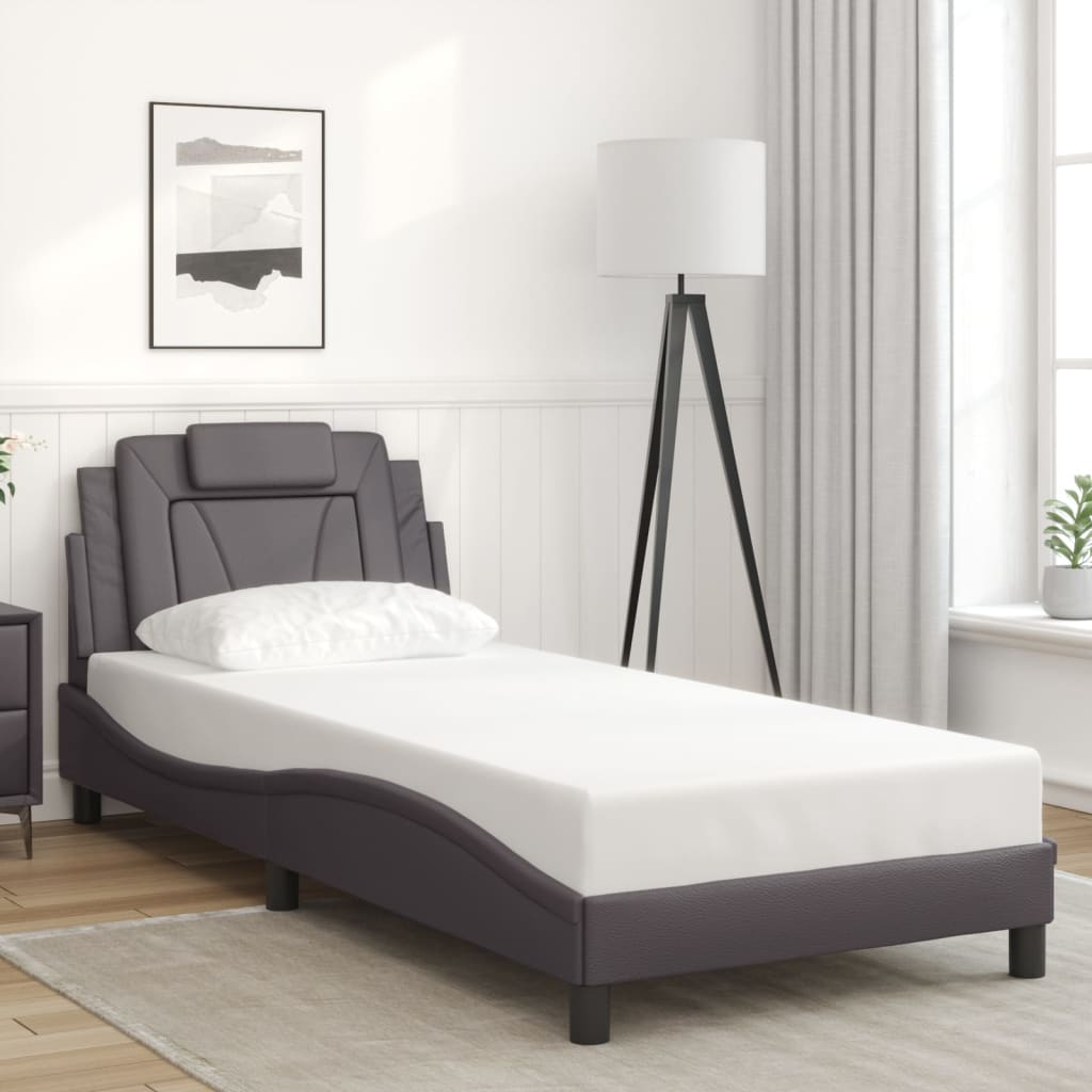 Cadre de lit Viana sans matelas gris 90x200 cm similicuir - XIOS
