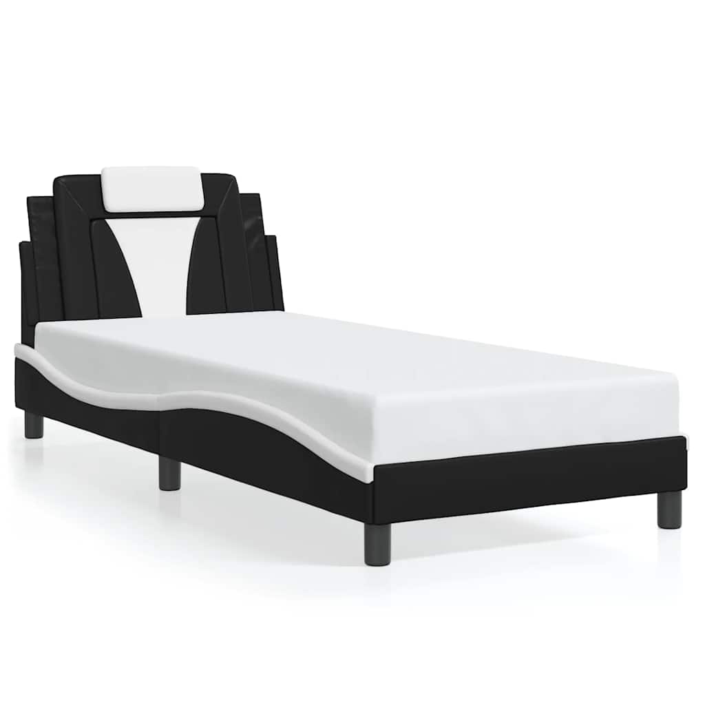 Cadre de lit Viana sans matelas noir et blanc 90x200 cm similicuir - XIOS