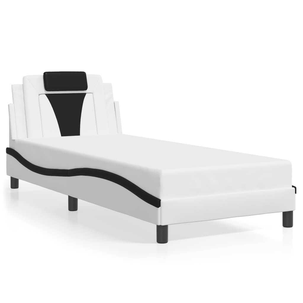 Cadre de lit Viana sans matelas blanc et noir 90x200 cm similicuir - XIOS