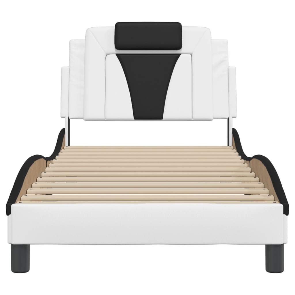 Cadre de lit Viana sans matelas blanc et noir 90x200 cm similicuir - XIOS