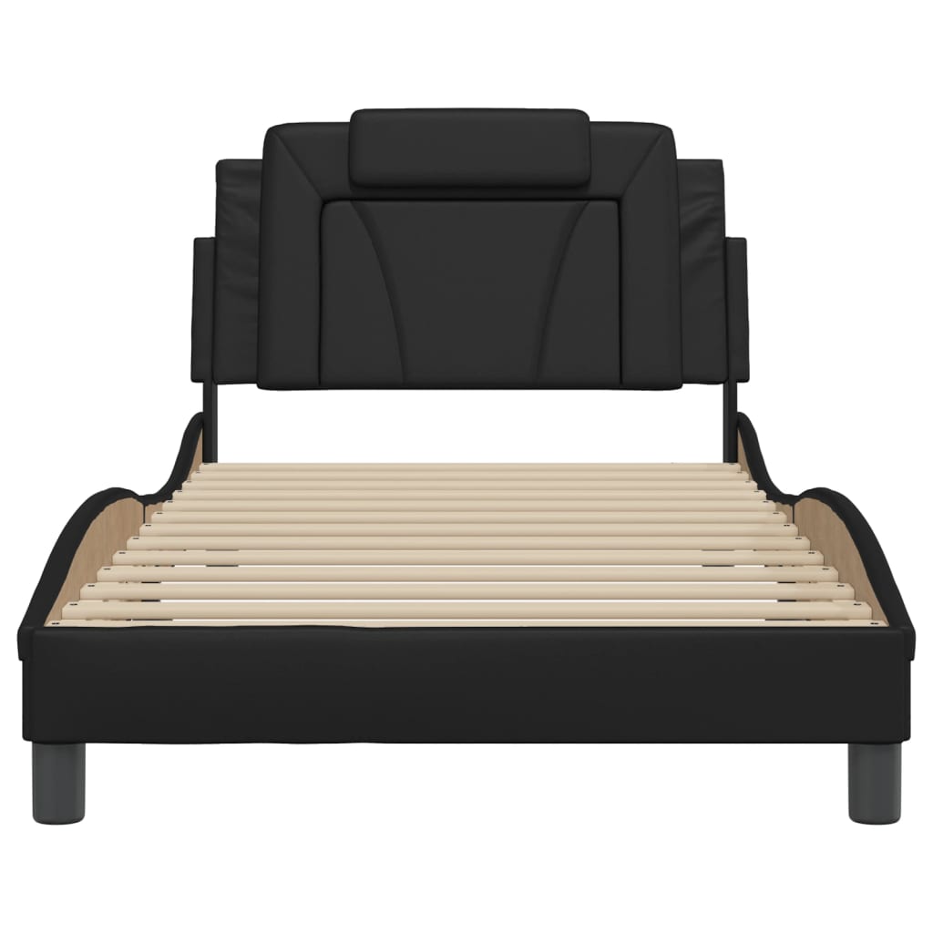 Cadre de lit sans matelas noir 100x200 cm similicuir - XIOS