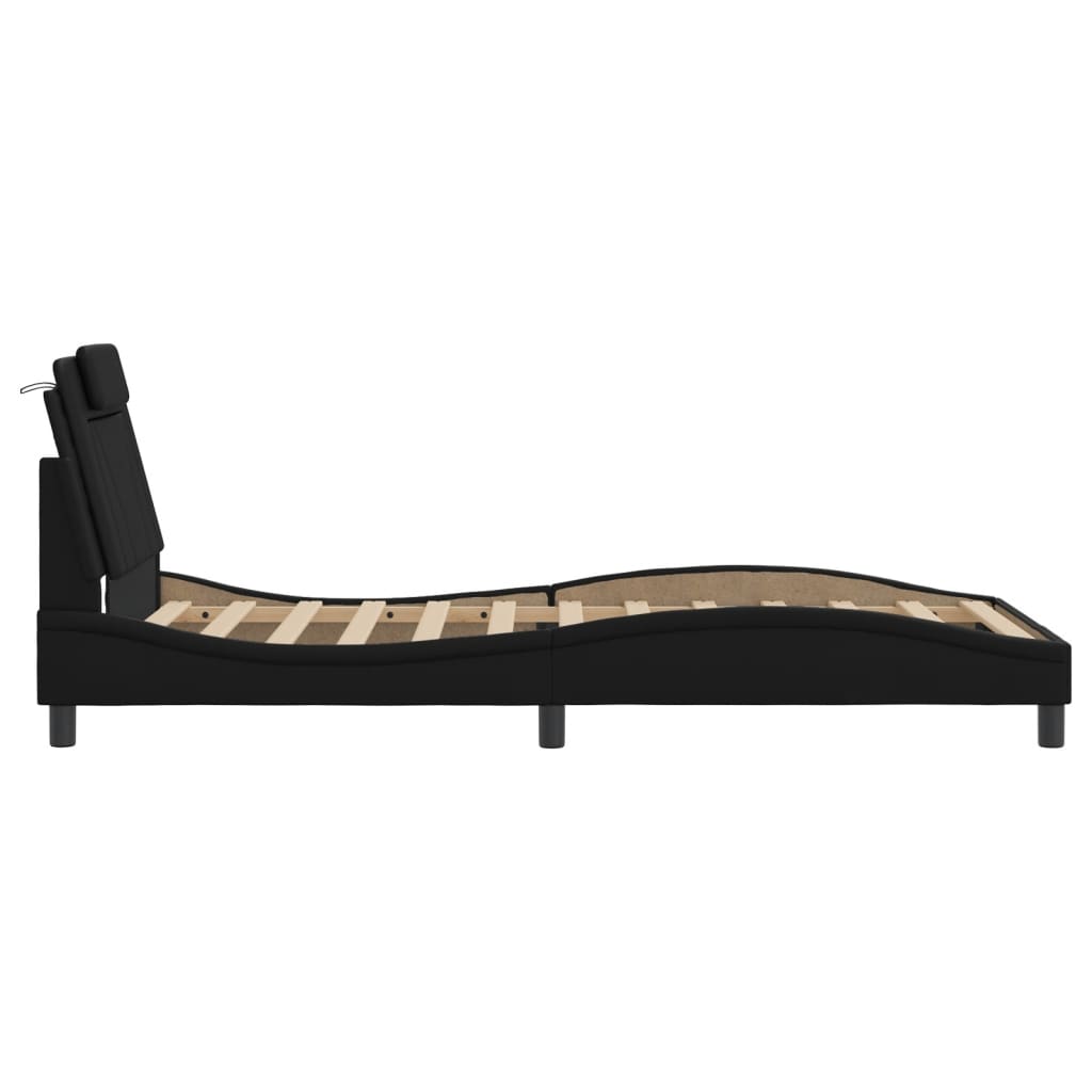 Cadre de lit sans matelas noir 100x200 cm similicuir - XIOS