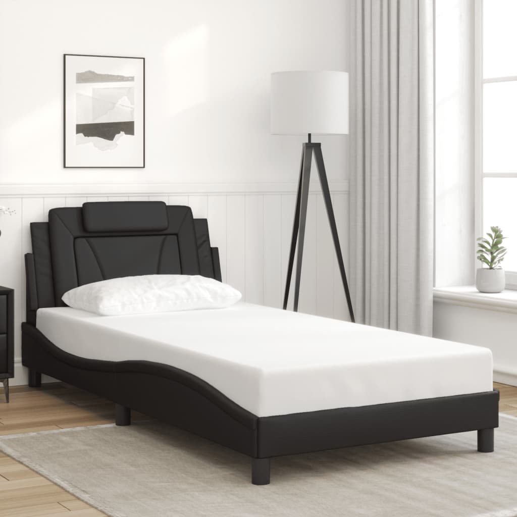 Cadre de lit sans matelas noir 100x200 cm similicuir - XIOS