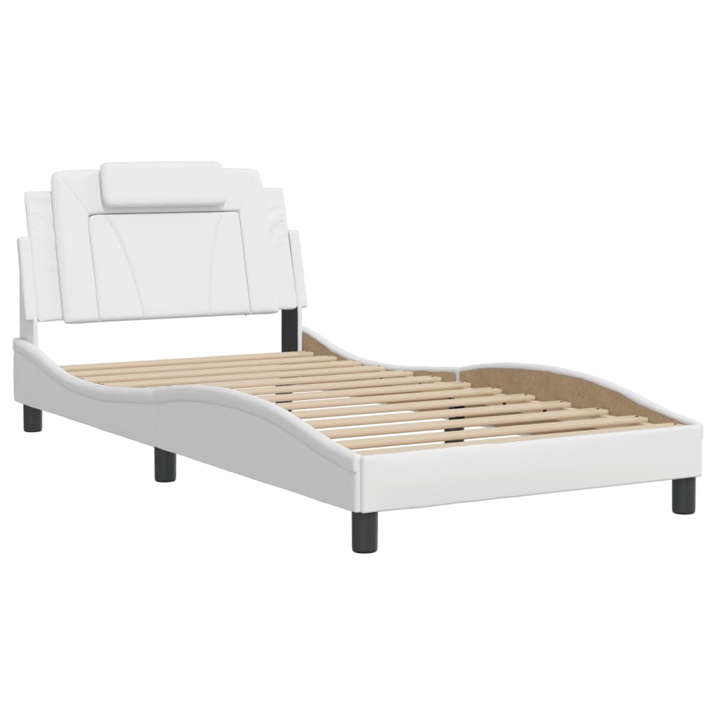 Cadre de lit sans matelas blanc 100x200 cm similicuir - XIOS