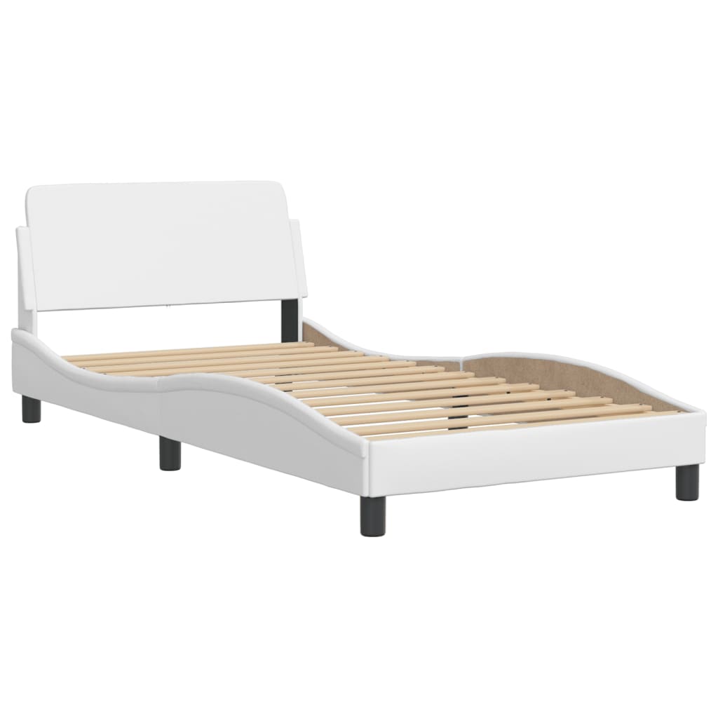 Cadre de lit sans matelas blanc 100x200 cm similicuir - XIOS