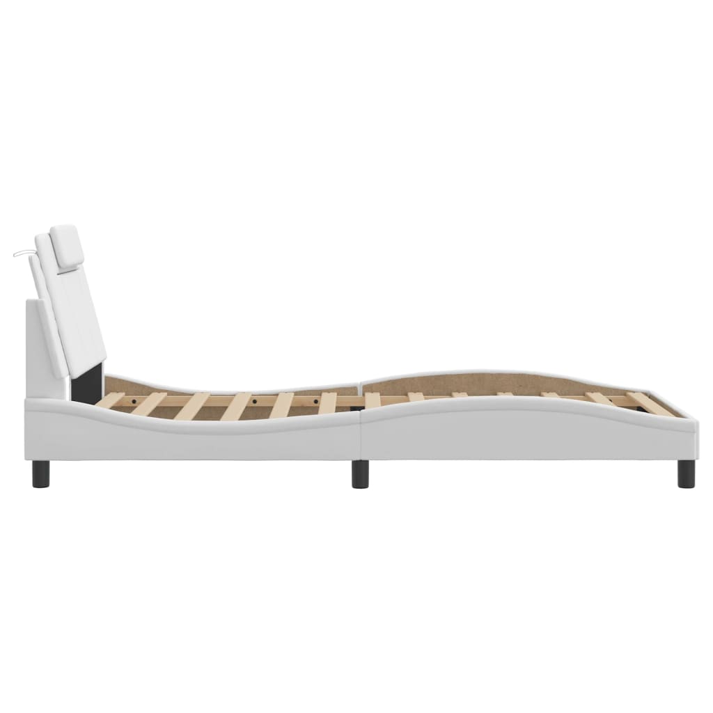 Cadre de lit sans matelas blanc 100x200 cm similicuir - XIOS