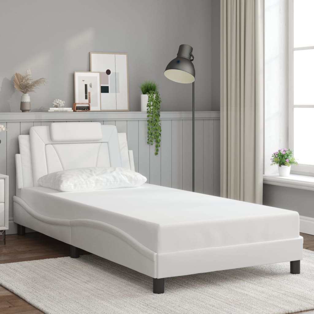 Cadre de lit sans matelas blanc 100x200 cm similicuir - XIOS