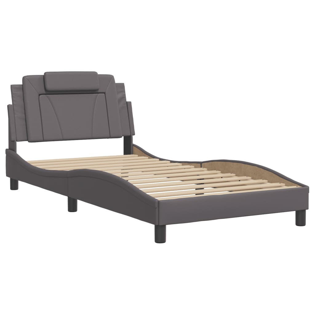 Cadre de lit Viana sans matelas gris 100x200 cm similicuir - XIOS