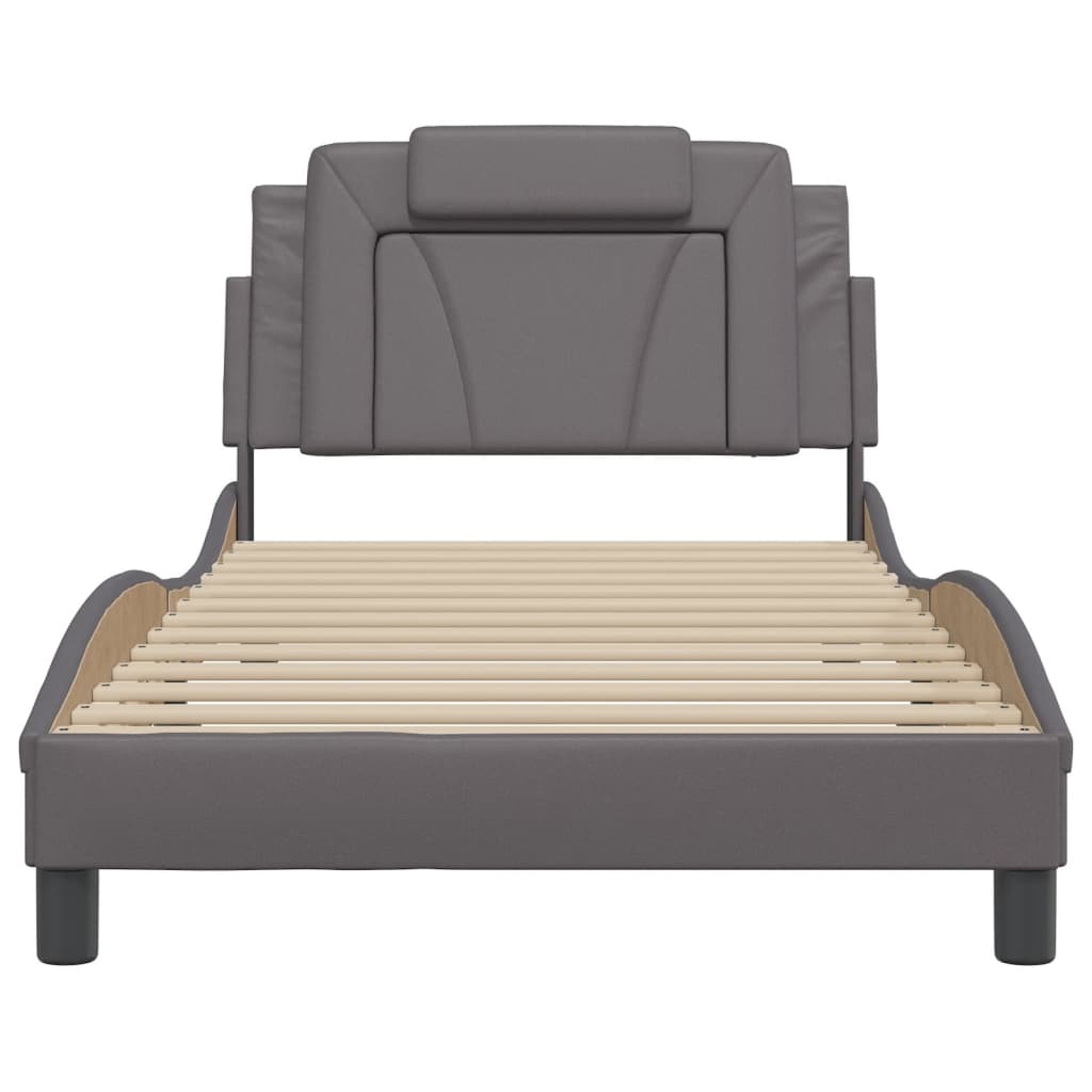 Cadre de lit Viana sans matelas gris 100x200 cm similicuir - XIOS