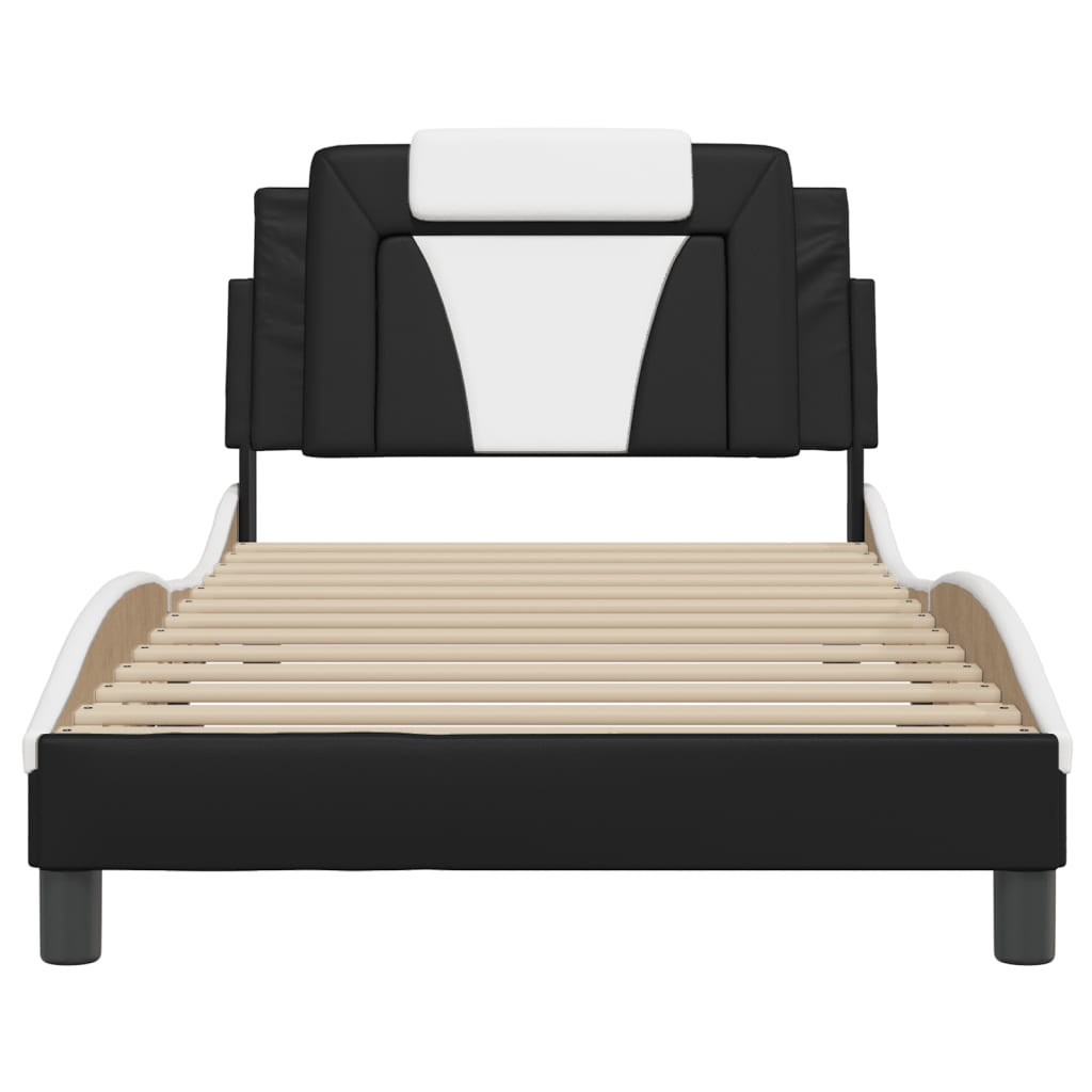 Cadre de lit sans matelas noir et blanc 100x200 cm similicuir - XIOS