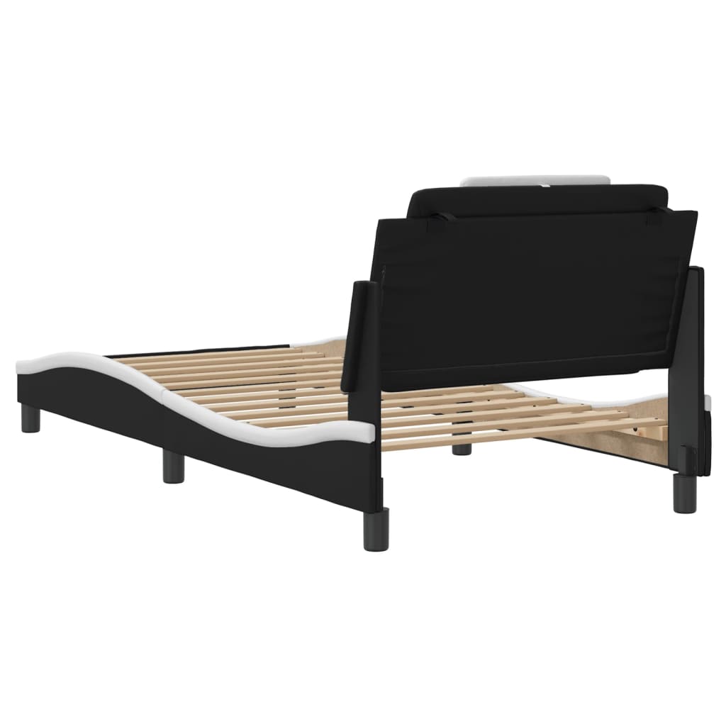 Cadre de lit sans matelas noir et blanc 100x200 cm similicuir - XIOS