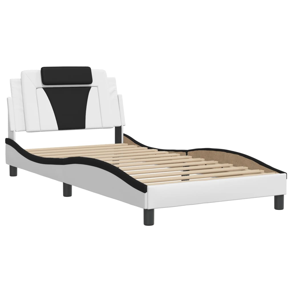 Cadre de lit sans matelas blanc et noir 100x200 cm similicuir - XIOS