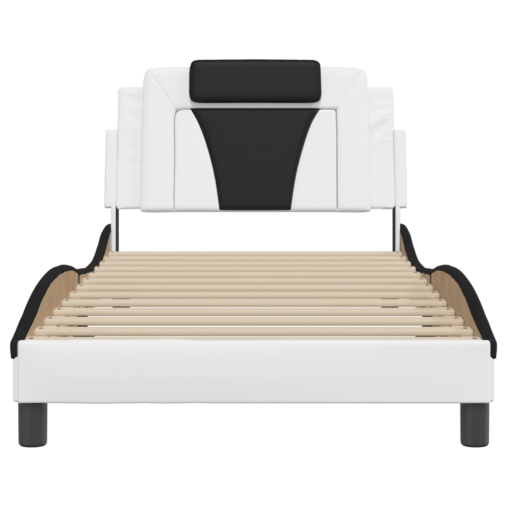 Cadre de lit sans matelas blanc et noir 100x200 cm similicuir - XIOS