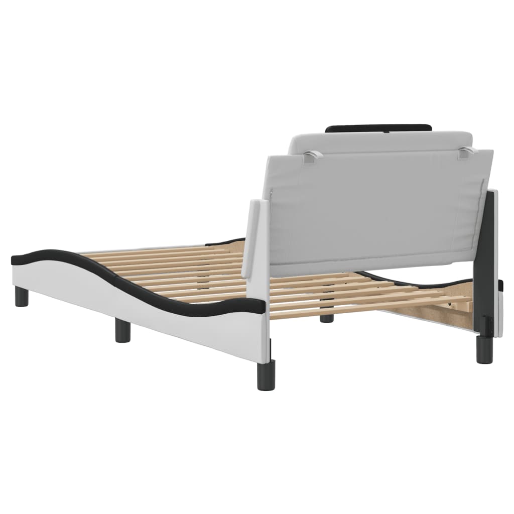 Cadre de lit sans matelas blanc et noir 100x200 cm similicuir - XIOS
