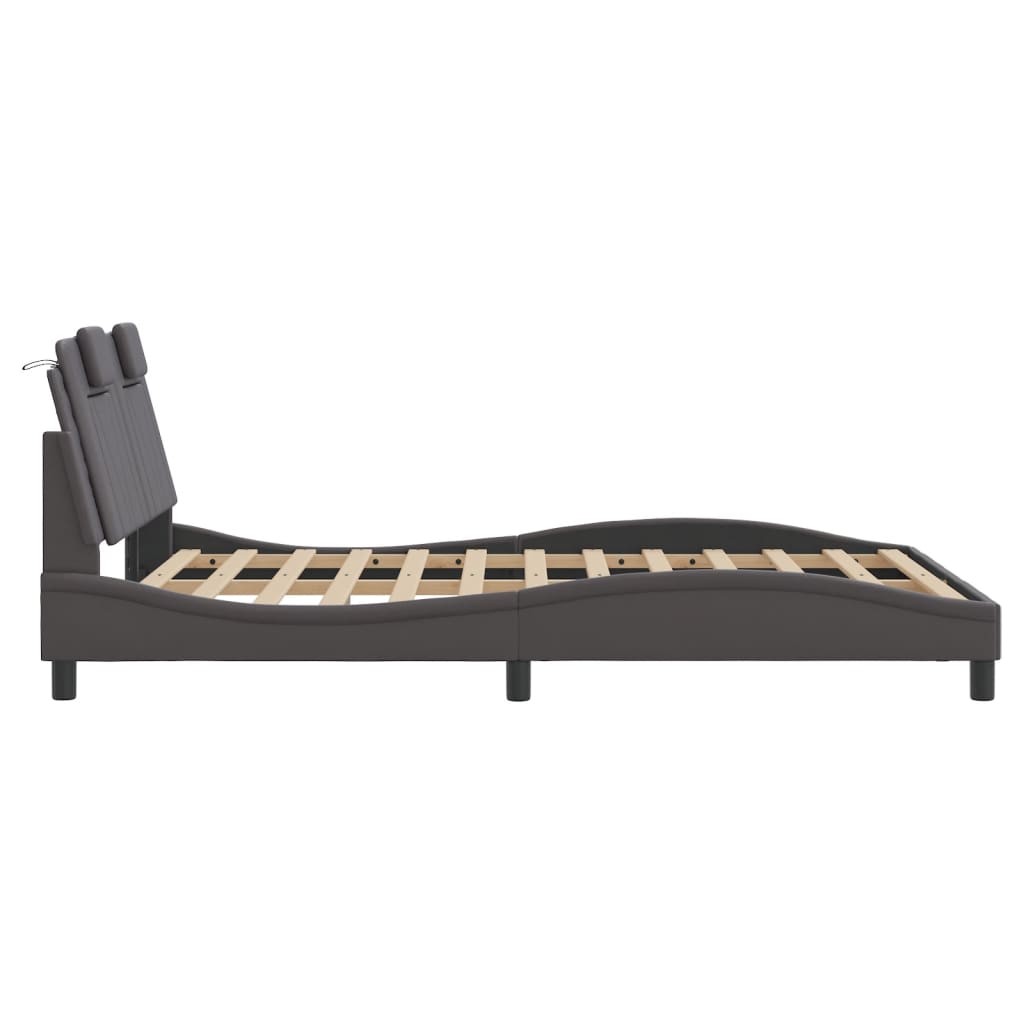 Cadre de lit sans matelas gris 120x200 cm similicuir - XIOS