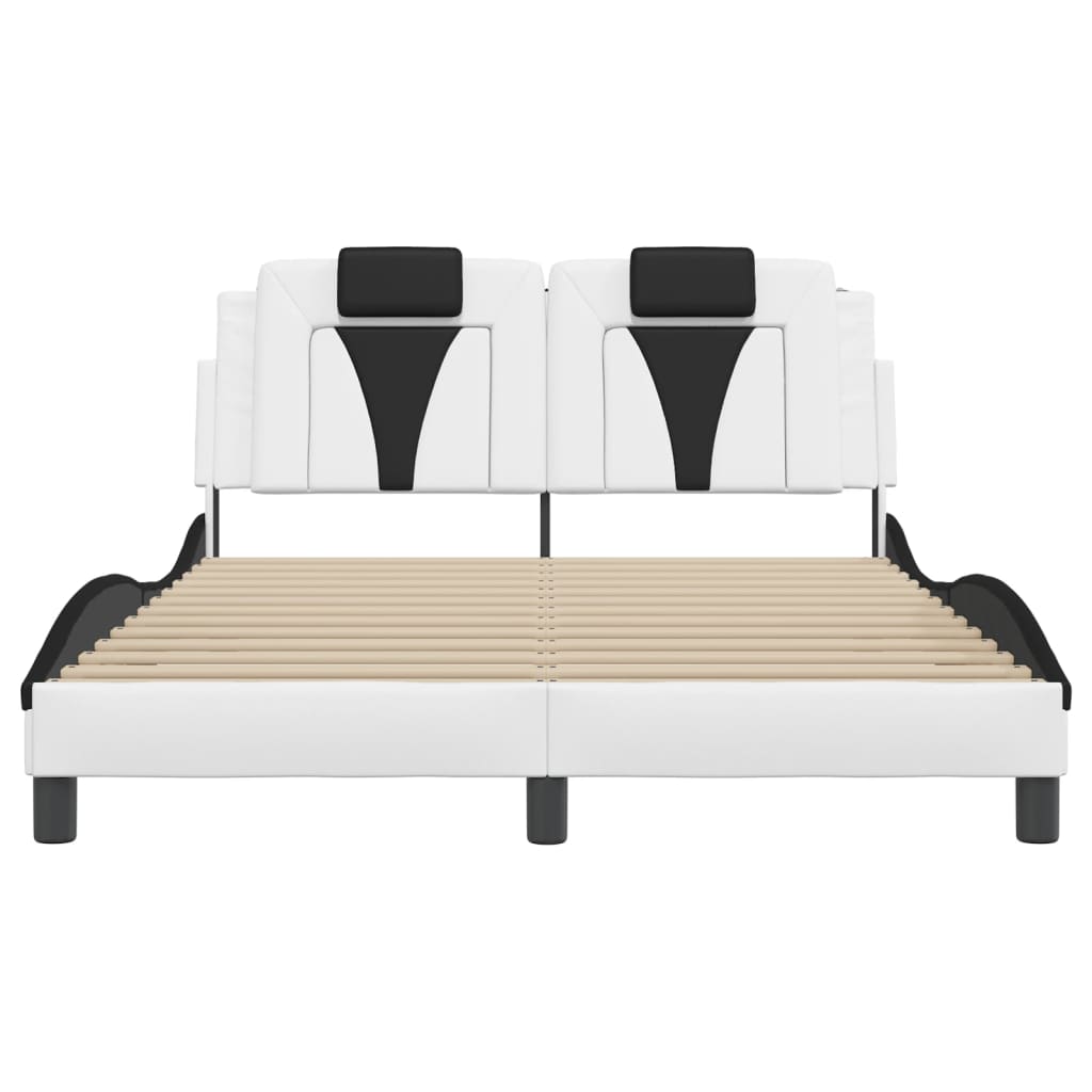 Cadre de lit sans matelas blanc et noir 120x200 cm similicuir - XIOS