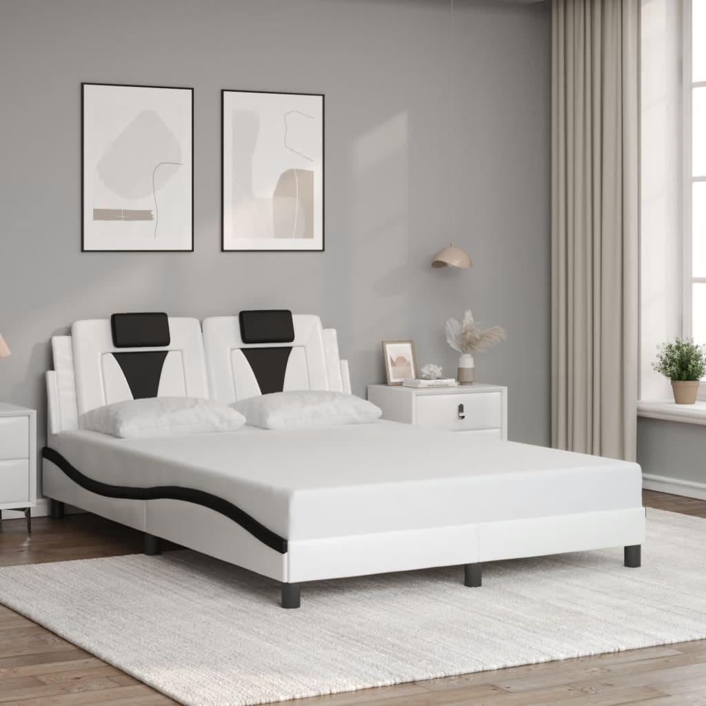 Cadre de lit sans matelas blanc et noir 120x200 cm similicuir - XIOS
