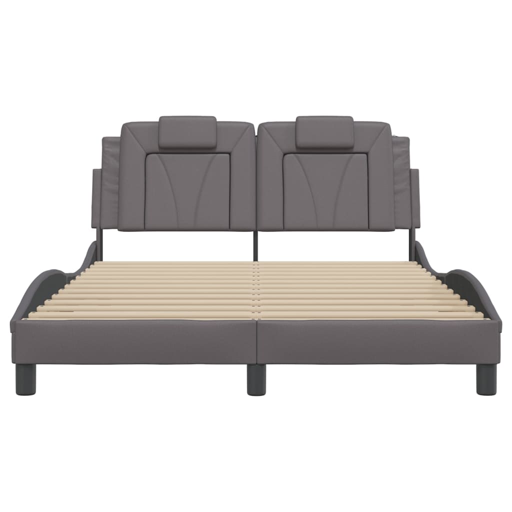 Cadre de lit sans matelas gris 140x190 cm similicuir - XIOS