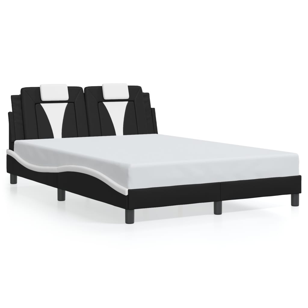 Cadre de lit sans matelas noir et blanc 140x190 cm similicuir - XIOS