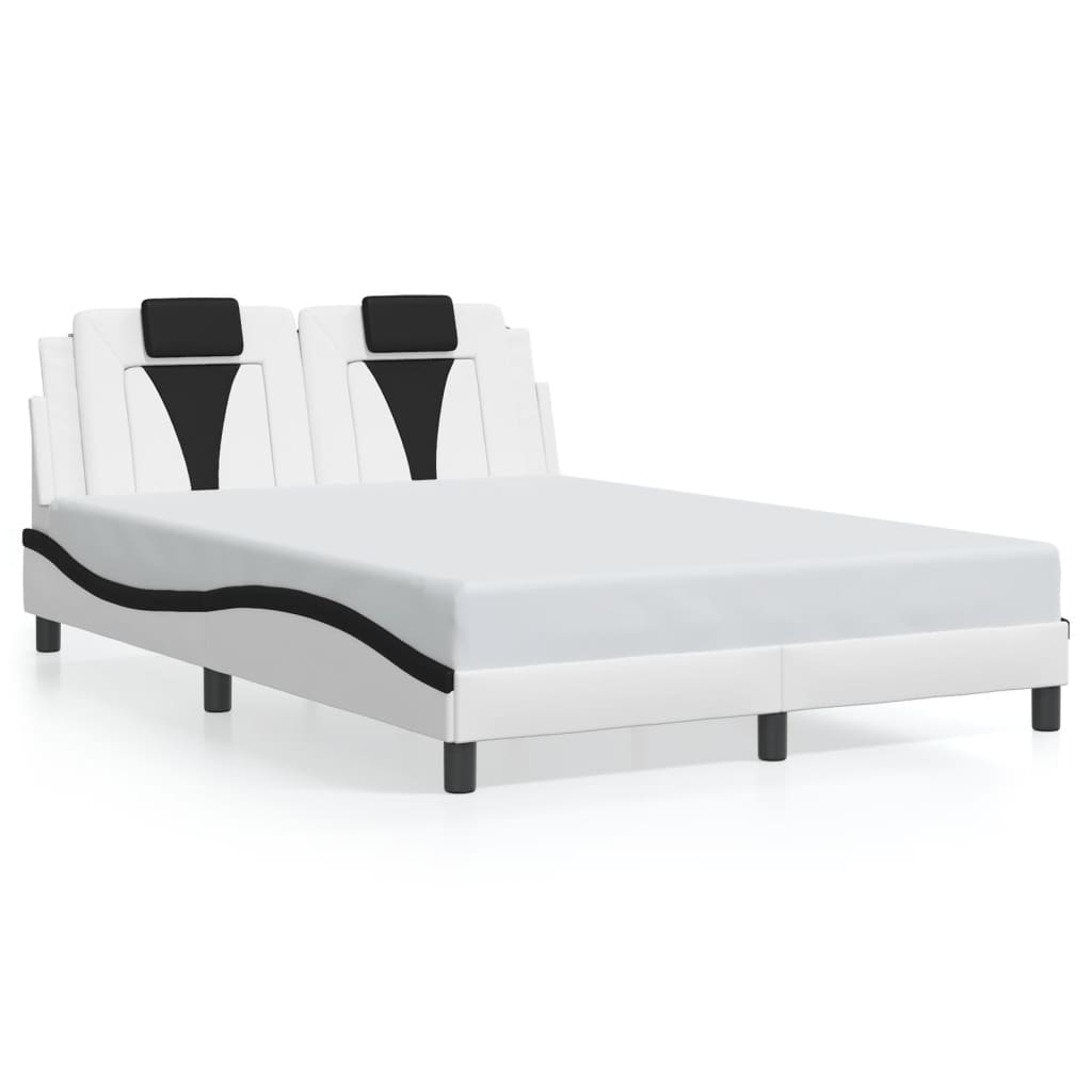 Cadre de lit sans matelas blanc et noir 140x190 cm similicuir - XIOS