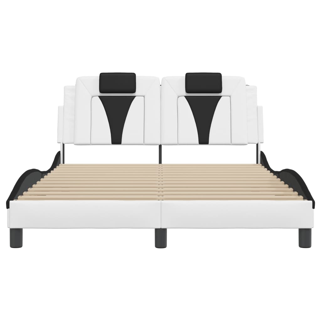 Cadre de lit sans matelas blanc et noir 140x190 cm similicuir - XIOS