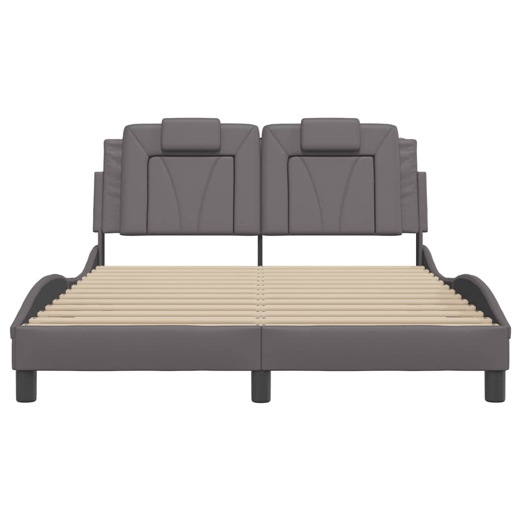 Cadre de lit sans matelas gris 140x200 cm similicuir - XIOS
